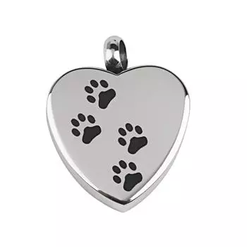 Памятный кулон в виде сердца из нержавеющей стали в виде собачьей лапки