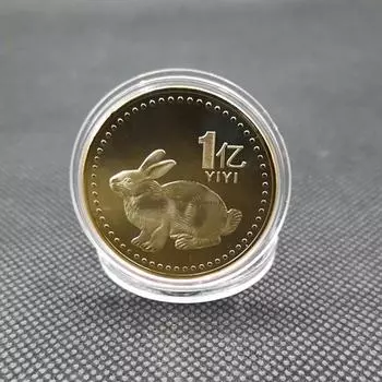 Памятный медальон Года Кролика Зодиак Коллекция Сувенир золотой