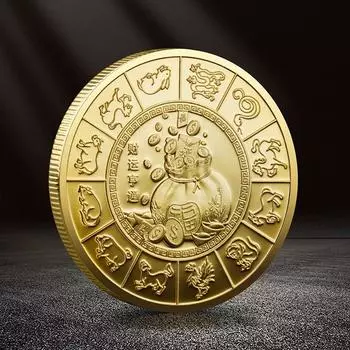 Памятный значок 2025 года Змеи, металлическая цветная памятная монета китайского зодиака «Змея», изготовление подарков на мероприятия золотой