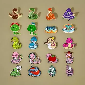 Памятный значок в виде змеи, брошь со знаком зодиака, милый мультяшный зверек, детская одежда, декоративный значок