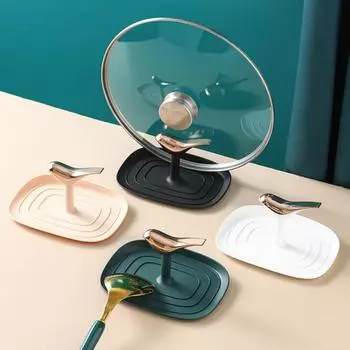 Держатель крышки для кастрюли, цельный, противоскользящий, экономит место, многоцелевой, удобный для хранения кухонный инструмент белый