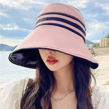 Панама большая окружность головы, показывающая маленькое лицо, пустой верх, японская виниловая солнцезащитная шляпа, женская весенне-летняя модная универсальная шляпа от солнца, прилив бежевый