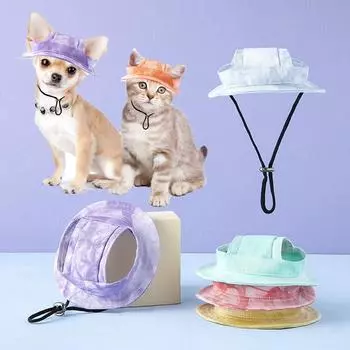 Панама для домашних собак с отверстиями для ушей, солнцезащитная бейсболка для больших, средних и маленьких собак, уличные походные шапки S светло-синий