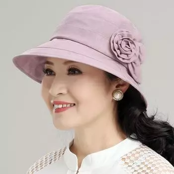 Панама для женщин среднего возраста с тонкими краями из чистого хлопка, летняя шляпа для бабушки и мамы, ветрозащитная классная шляпа для пожилых людей M56-58cm