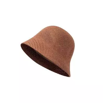 Панама, дышащая, рыбацкая кепка, летняя, однотонная, с широкими полями, солнцезащитная шляпа для женщин и девочек One Size коричневый