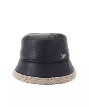 Панама из эко-меха и эко-кожи черного цвета BUCKET01 SB ECO FUR AND LEATHER BLK [New Era] L/XL