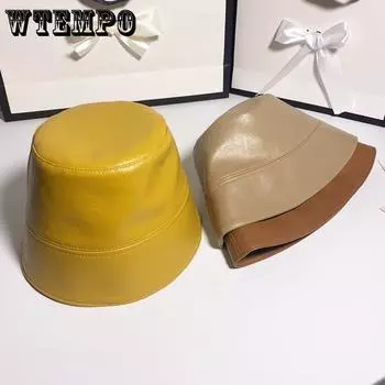 Панама из искусственной кожи, женская двусторонняя шляпа от солнца из искусственной кожи и хлопка, модная осенняя водонепроницаемая рыбацкая шляпа темно-красного