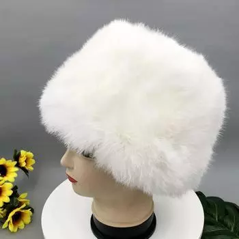 Панама из натурального меха кролика унисекс для мужчин и женщин зимняя теплая модная купольная шляпа 55-60cm чёрный