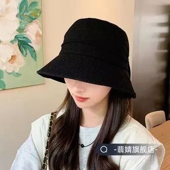 Панама летняя женская 2024 новая летняя солнцезащитная шляпа затеняющая свет и защита от ультрафиолета тонкая дышащая average size (54-59cm) чёрный