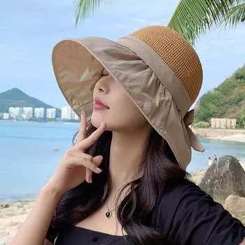 Панама-рыбак с бантом, женская летняя кепка-ведро, солнцезащитная шляпа с большими полями, солнцезащитный крем, уличная пляжная шляпа от солнца, шляпа для бассейна для женщин розовый