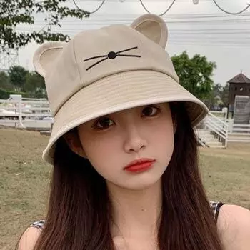 Панама с кошачьими усами для женщин, летняя простая женская шляпа для пешего туризма на пляже розовый