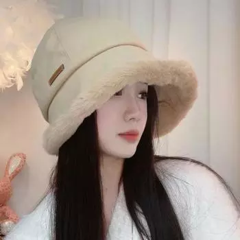 Панама, утолщенная теплая пушистая зимняя рыбацкая шапка на флисовой подкладке коричневый