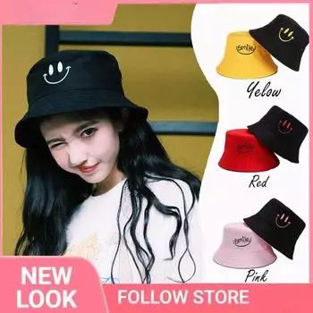 Панама-ведро унисекс с вышивкой смайлика, женская хлопковая вельветовая двухсторонняя шляпа Боб в стиле хип-хоп, четырехсезонная панама, пляжная кепка от солнца для рыбалки one size