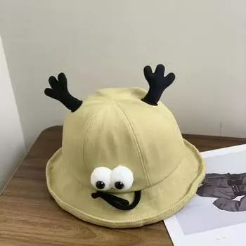 Панама женская 2025 весна и лето новая для путешествий на свежем воздухе родитель-ребенок солнцезащитный козырек смешной мультяшный тазик шляпа M56-58cm белый