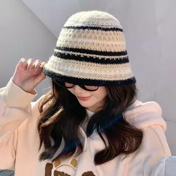 Панама женская маленькая теплая холодная вязаная шерстяная шапка универсальная большая окружность головы панама