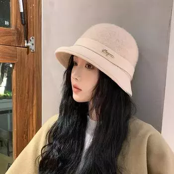 Панама женская осенне-зимняя толстая теплая однотонная модная солнцезащитная кепка с надписью корейская новая модная повседневная