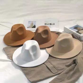 Панама, женская осенне-зимняя трендовая сценическая шляпа в британском стиле, винтажная однотонная шерстяная шляпа, повседневная дорожная шляпа для кемпинга, похода 56-58cm фиолетовый