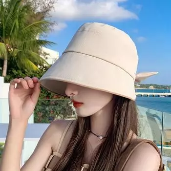 Панама женская весенне-осенняя универсальная шляпа с завязывающимся хвостом, солнцезащитная шляпа от солнца 2024 года, новинка One size чёрный