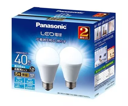 Panasonic LED base diameter equivalent to 40W daylight equivalent general wide light distribution 2 compatible with closed appliances LDA4DGEW2T bulb,