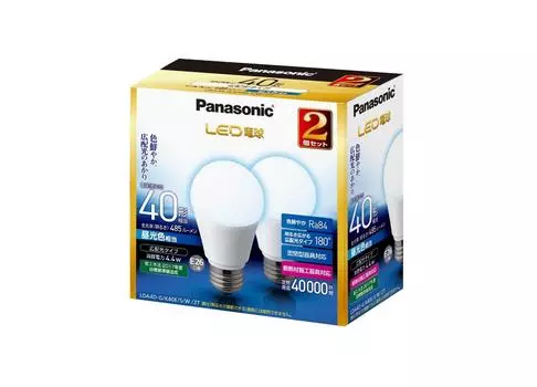 Panasonic LED base diameter equivalent to 40W daylight equivalent general wide light distribution 2 compatible with closed fixtures LDA4DGK40ESW2T