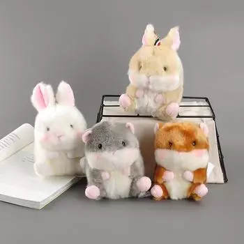 Панда, белый кролик, хомяк, маленькая подвеска, рюкзак, кукла, плюшевая игрушка, кукла, рюкзак, подвеска для мальчиков и девочек Grey hamster