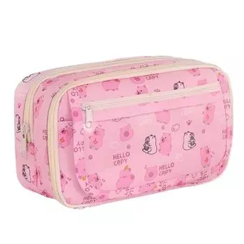 Panda Capibara Pencil Bag 9-Layer Capybara Stationery Bag Cartoon Pen Pouch Student Pink Capibara