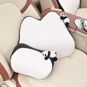 Panda Car Head Pillow Neck Pillow Summer Breathable Comfortable Car Seat Pillow Four Seasons General Interior Lumbar Cushion