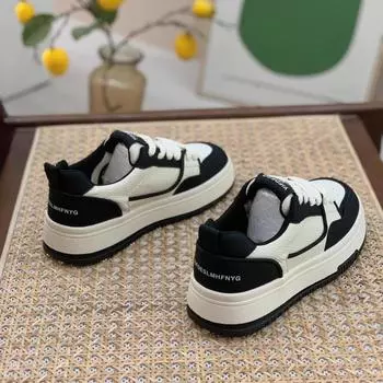 Panda color matching board shoes women s 2024 spring new ins trendy platform white shoes versatile casual sports bread shoes 35 чёрный