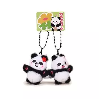 Panda Flowers Design Cute Animal Plush Pendant Keychain For Gift And Accessories PinkRed