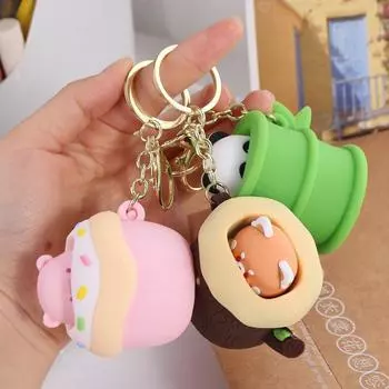 Panda Little Bear Piggy Decompression Key Chain Cute Cartoon Car Key Ring Bag Pendant Style 2