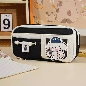 Panda Pencil Bag Green Multi-Layer Large Capacity Pensil Case Cute Cartoon Pen Holder Stationery School Supplies Gift Organizer