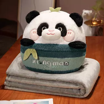 Panda Pillow, Office with Blanket, Ideal Gift, Throw Pillow Doll for Children Boys Girls Birthday