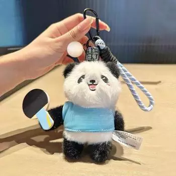 Panda Plush Keyring With Table Tennis Series For Bags And Decoration Keys