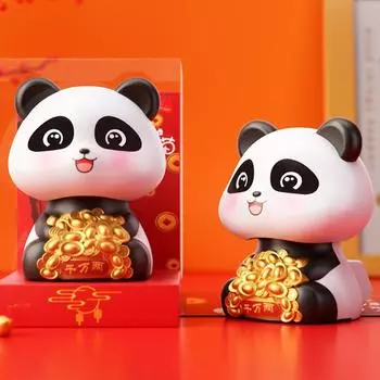 Панда Солнечные Автомобильные Украшения Lucky Nodding Игрушка Кукла Приборная Панель Машины Фигурки Спальня 4