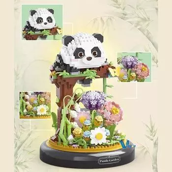 Панда Строительные блоки Сова Цветочный сад Модель Kawaii Животное в сборе Птица 3D Пластиковые головоломки Кирпичи Игрушка для подарков с дисплеем P1281(With Box)