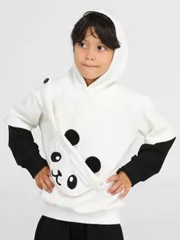 Panda Unisex Mobil antal Krem Sweatshirt