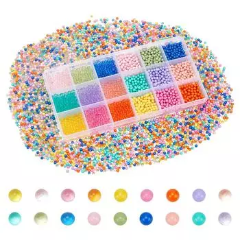 PandaHall 5400 шт. Круглые шарики без отверстий Акриловые бусины Бусины, заполненные смолой 18 цветов Радужные круглые маленькие бусины Товары для рукоделия