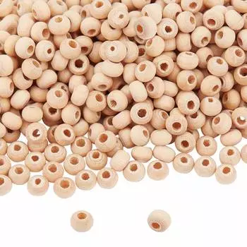 PandaHall Деревянные бусины Около 5000 штук Маленькие неокрашенные простые деревянные бусины Круглые разделительные бусины Гладкие бусины для браслета, ожерелья, ювелирных изделий и рукоделия