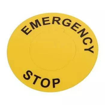 Panduit - C350A8-30-ES - Panduit - Знак - Кнопка аварийной остановки - Круглая - 3,5 дюйма (Диаметр) - Полиэстер - черный на желтом (Пакет из 25)