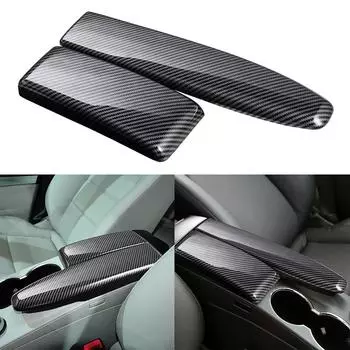 Panel Cover Center Armrest Box 2Pcs ABS Carbon Fiber Black High Quality 2Pcs ABS Carbon Fiber Car Center Armrest Box Panel Cover CHINA