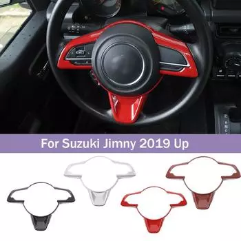 Панель декоративных наклеек на руль автомобиля для Suzuki Jimny 2019, аксессуары для интерьера ABS, серебро, углеродное волокно Red