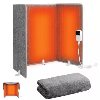 Панель DEWEL Foot Foot Blanket Office Desk Under 3 Level Temperature 4-часовой таймер Автоматическое выключение Far Electric Panel Быстрый перегрев Energy PSE Cold Living серый