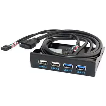 Панель для 3,5-дюймового дисковода USB 3.0 2.0 19/9PIN Отсек для 4-концентраторного дисковода для настольного ПК Black