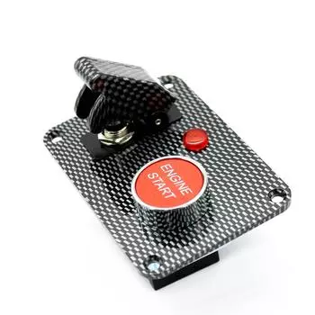 Панель из углеродного волокна, панель с двумя тумблерами, 1 авиационный чехол из углеродного волокна + 1 переключатель зажигания (со светом) Универсальный переключатель Oggle чёрный