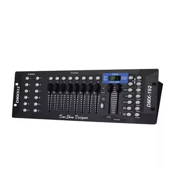 Панель консоли контроллера освещения DMX512, 192-канальная функция программирования, звуковая активация, светодиодный экран US Plug чёрный