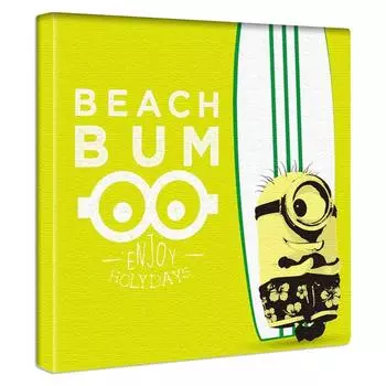 Панель Minion Surf Art 30 см x 30 см Сделано в Японии Постер Стильный интерьерный макияж Гостиная Интерьер Желтое море Персонаж Ткань Панель min-0007-grn