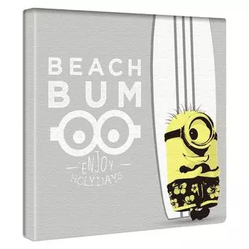 Панель Minion Surf Art 30 см x 30 см Сделано в Японии Постер Стильный интерьерный макияж Гостиная Интерьер Серый морской персонаж Ткань Панель min-0007-gry