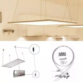 Панельные светильники Подвесной Регулируемый Светодиодный Панельный Подвесной Комплект Аксессуаров Стальной Канат Лампа Слинг 4pcs серебряный