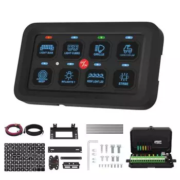 Панель переключателей DaierTek 8 Gang, панель переключателей со светодиодной подсветкой RGB, многофункциональная, тумблерная/мгновенная/импульсная, сенсорная панель управления