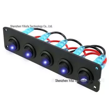 Панель переключателей для лодки на 8 отверстий с двухпозиционным переключателем света, 12–24 В Blu-ray